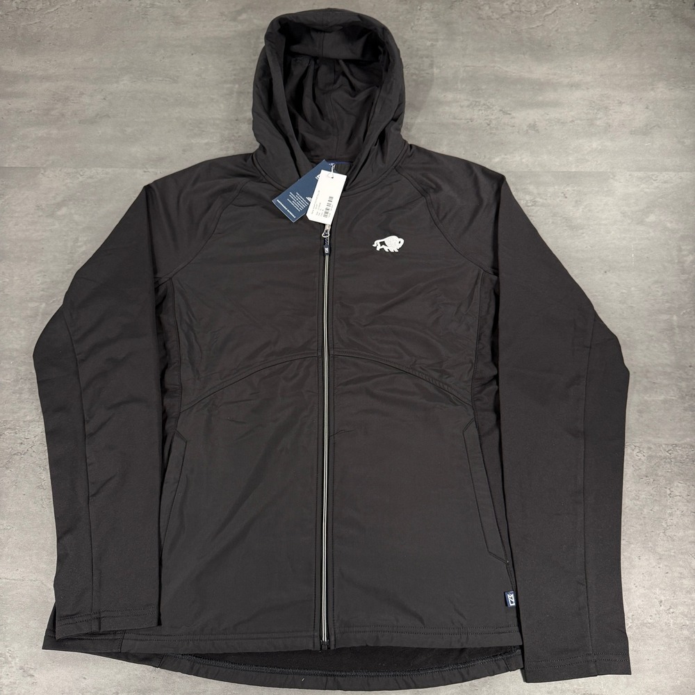 Cutter & Buck Jacket Mens XL Adapt Eco Knit Full Zip Black Buffalo Bill Logo NEW